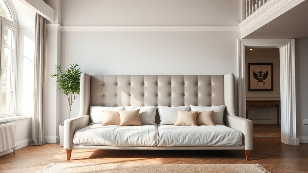 Lampa wisząca nad stolikiem przy tapczanie, zawieszona na odpowiedniej wysokości