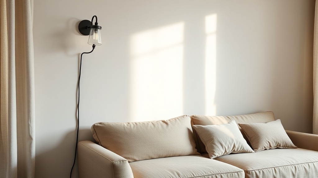 Lampa podłogowa przy tapczanie z kloszem na wysokości oczu w pozycji siedzącej