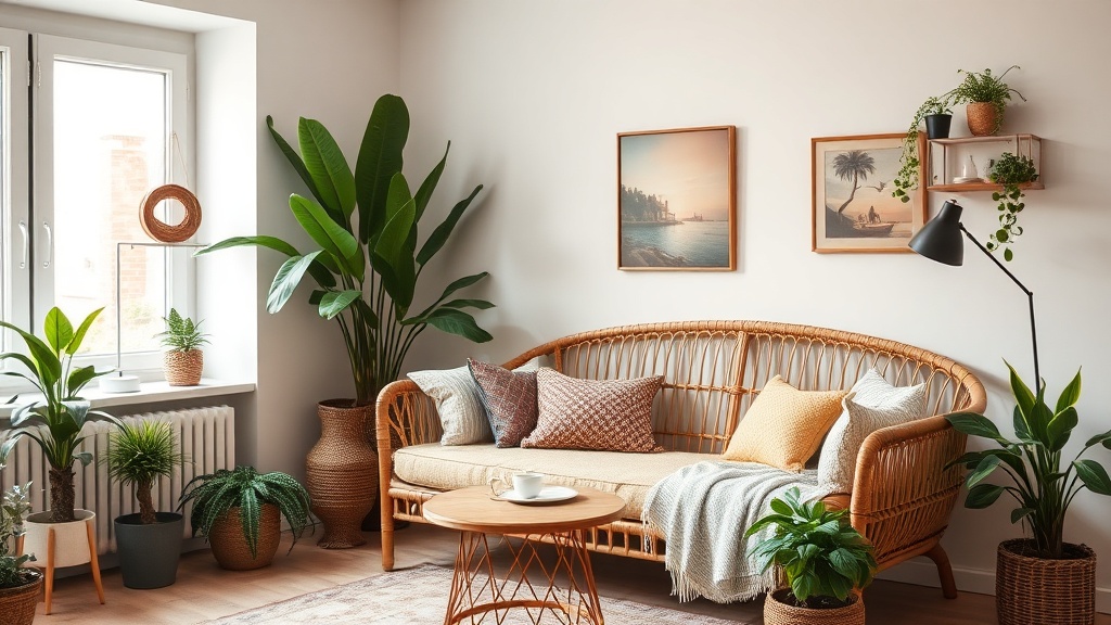 Jak urządzić salon boho z tapczanem: tkaniny, wymiary, układy i dodatki