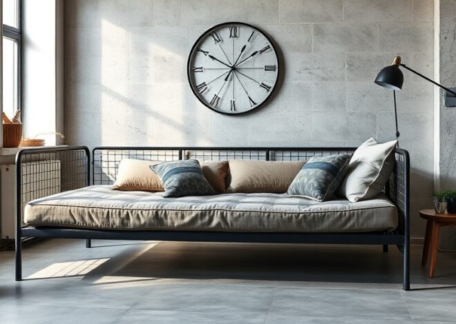 Tapczan w stylu industrialnym: materiały, wymiary i ustawienie w lofcie i nowym budownictwie